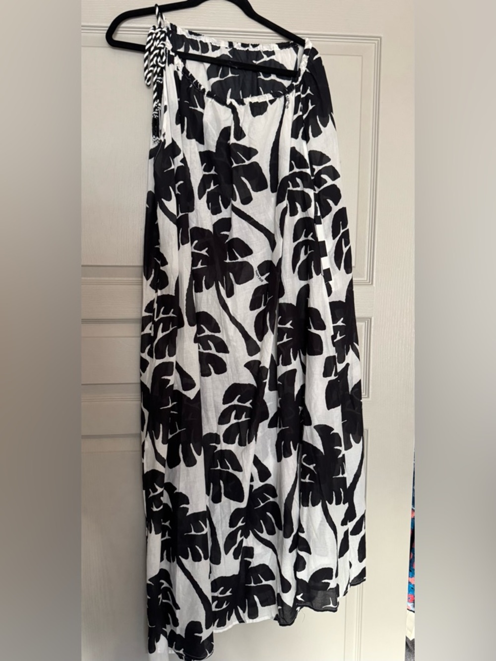 FARM RIO monochromatic One Shoulder Coconut Tree print Cotton Cover-Up Large - Picture 11 of 11
